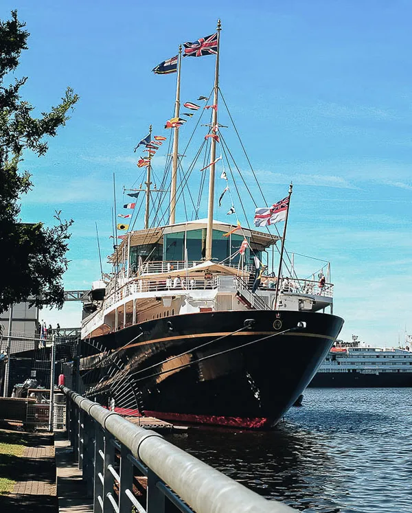 The Royal Yacht Britannia moored in Leith